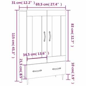 Skříň highboard bílá 69,5 x 31 x 115 cm kompozitní dřevo - obrázek 13