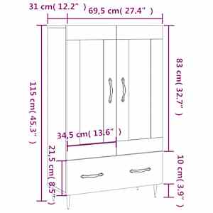 Skříň highboard kouřový dub 69,5 x 31 x 115 cm kompozitní dřevo - obrázek 13