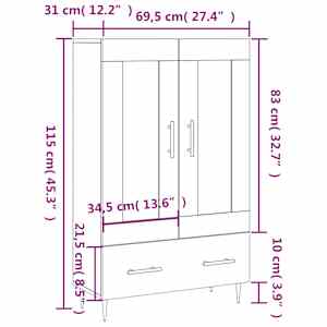Skříň highboard kouřový dub 69,5 x 31 x 115 cm kompozitní dřevo - obrázek 13