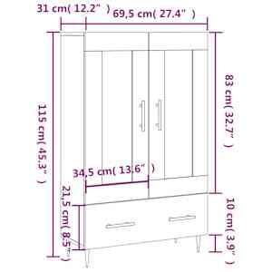 Skříň highboard šedá sonoma 69,5 x 31 x 115 cm kompozitní dřevo - obrázek 13