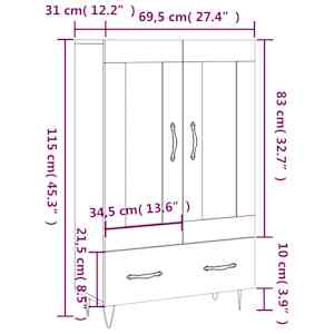 Skříň highboard dub sonoma 69,5 x 31 x 115 cm kompozitní dřevo - obrázek 13