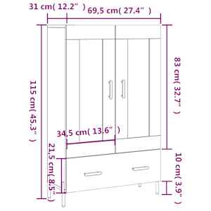 Skříň highboard lesklá bílá 69,5 x 31 x 115 cm kompozitní dřevo - obrázek 13