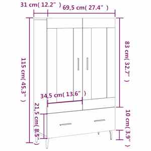 Skříň highboard betonově šedá 69,5x31x115 cm kompozitní dřevo - obrázek 13