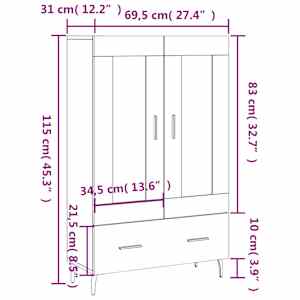 Skříň highboard kouřový dub 69,5 x 31 x 115 cm kompozitní dřevo - obrázek 13