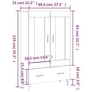 Skříň highboard šedá sonoma 69,5 x 31 x 115 cm kompozitní dřevo - obrázek 13