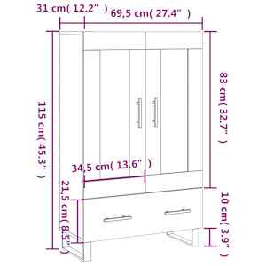 Skříň highboard dub sonoma 69,5 x 31 x 115 cm kompozitní dřevo - obrázek 13