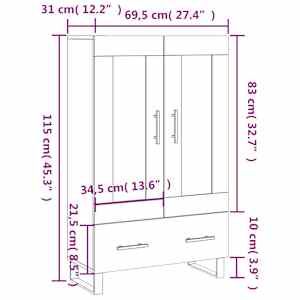 Skříň highboard betonově šedá 69,5x31x115 cm kompozitní dřevo - obrázek 13