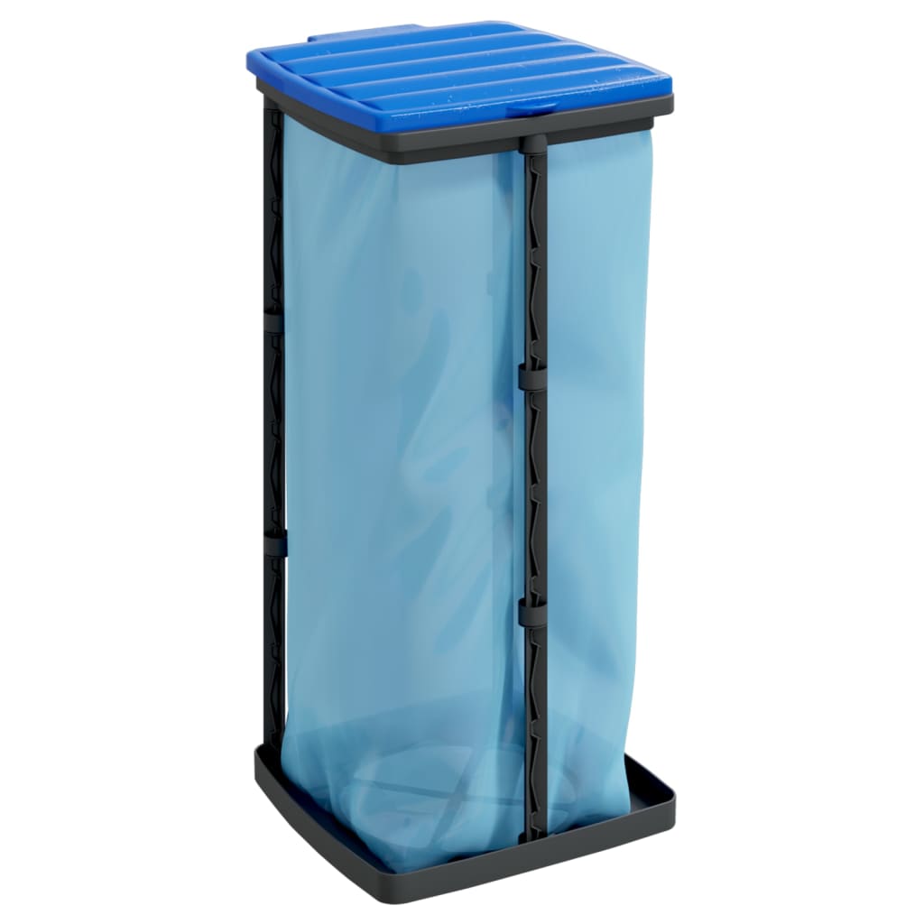 vidaXL Vuilniszakhouders 2 st 60 L PP zwart en blauw afbeelding