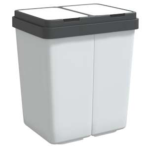 vidaXL kahe konteineriga pr&uuml;gikast, valge, 2 x 25 l