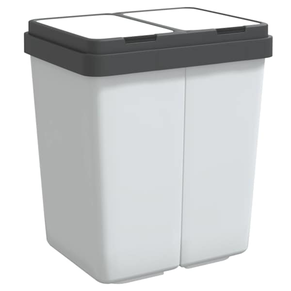 vidaXL kahe konteineriga pr&uuml;gikast, valge, 2 x 25 l