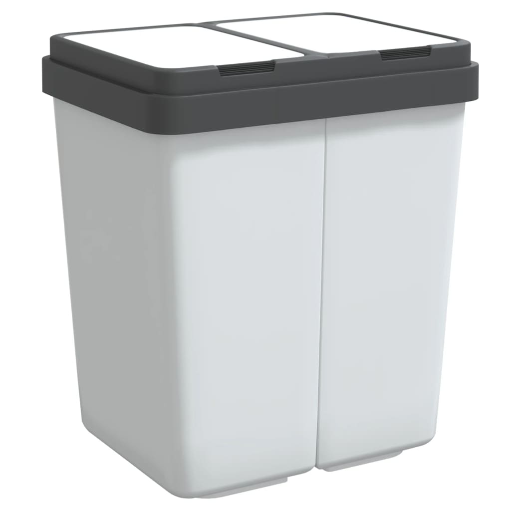 vidaXL Dvojitý odpadkový koš bílý 2 x 25 l