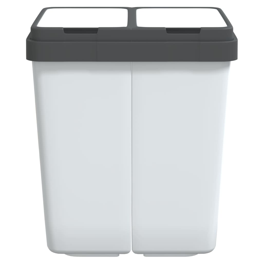 vidaXL Coș de gunoi dublu, alb, 2x25 L