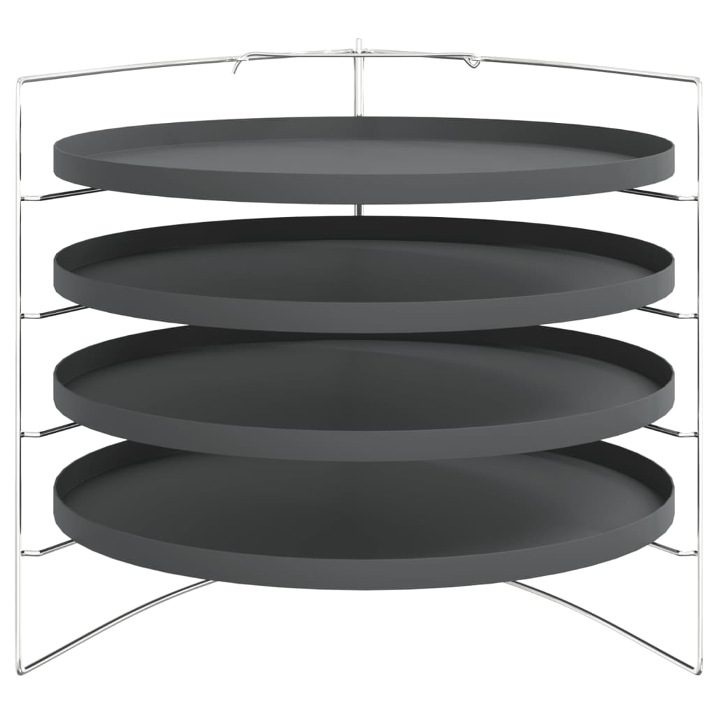 vidaXL Tăvi pentru pizza, 4 buc., cu suport, Ø 28 cm, oțel