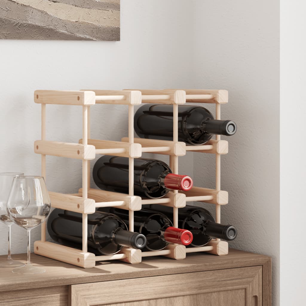 vidaXL Raft de vin pentru 12 sticle, 36x23x36 cm, lemn masiv de pin
