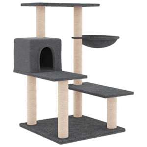 vidaXL kassimaja sisalk&ouml;itega kraapimispostidega, tumehall, 82,5 cm