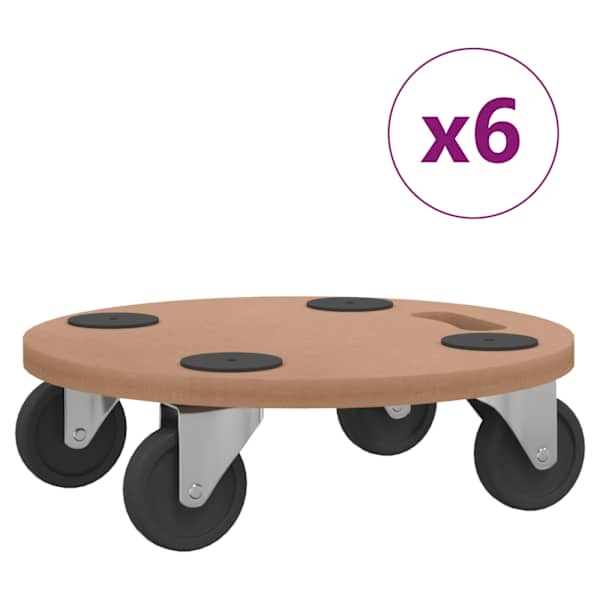 vidaXL ratastega alused 6 tk, &uuml;mmargune, tehispuit