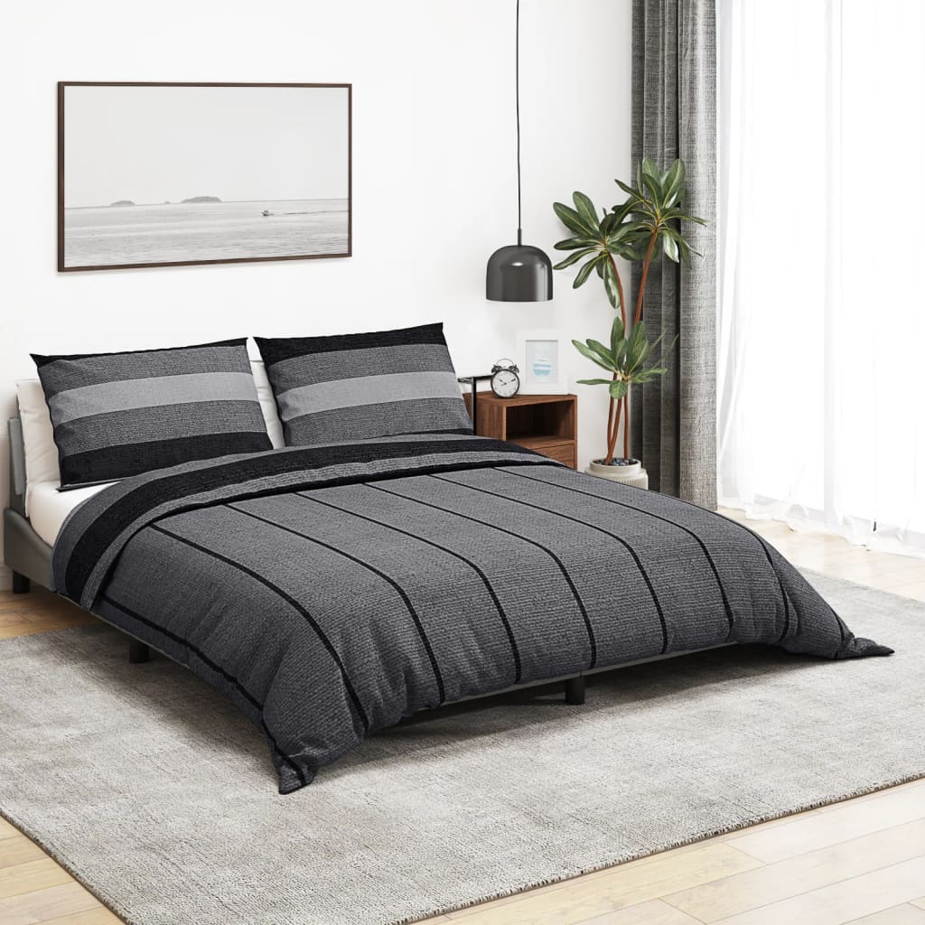 vidaXL Duvet Cover Set Dark Grey 140×200 cm Cotton