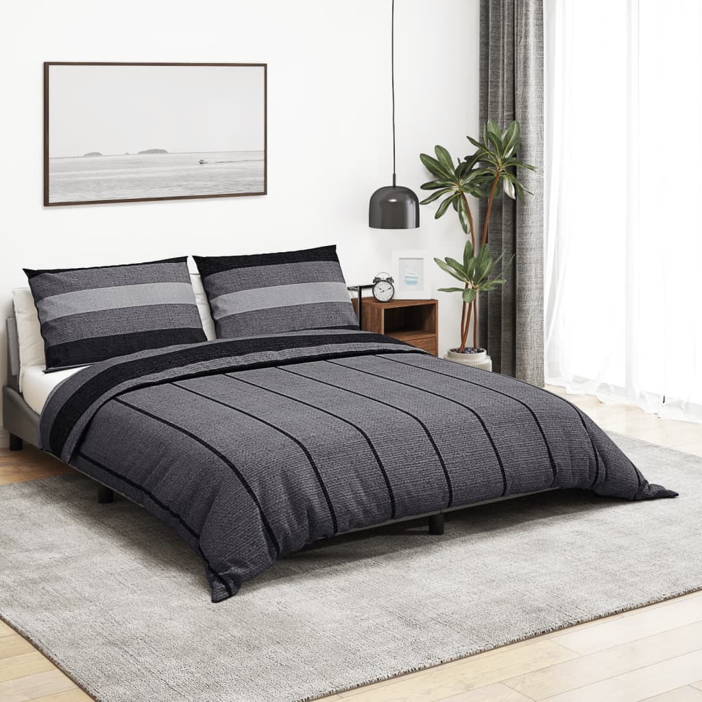 vidaXL Duvet Cover Set Dark Grey 225×220 cm Cotton