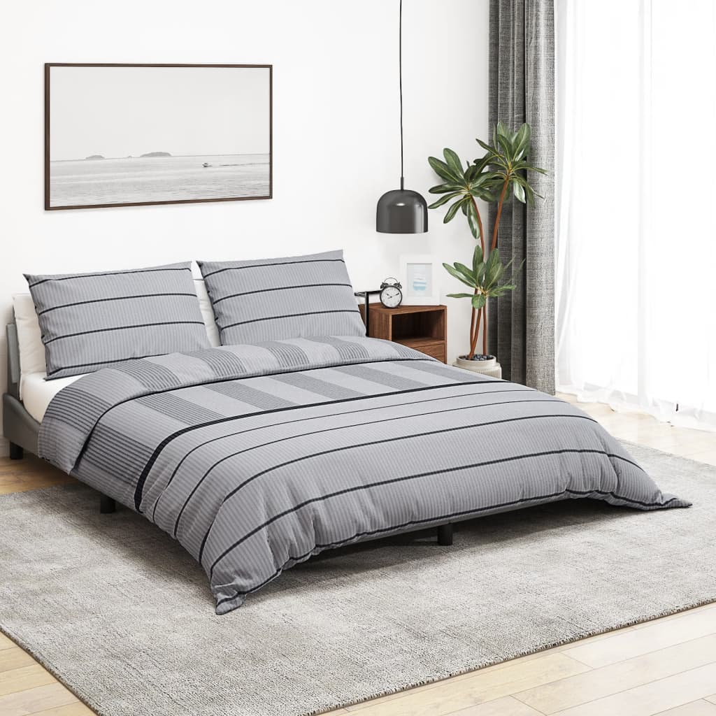 vidaXL Duvet Cover Set Grey 140×200 cm Cotton