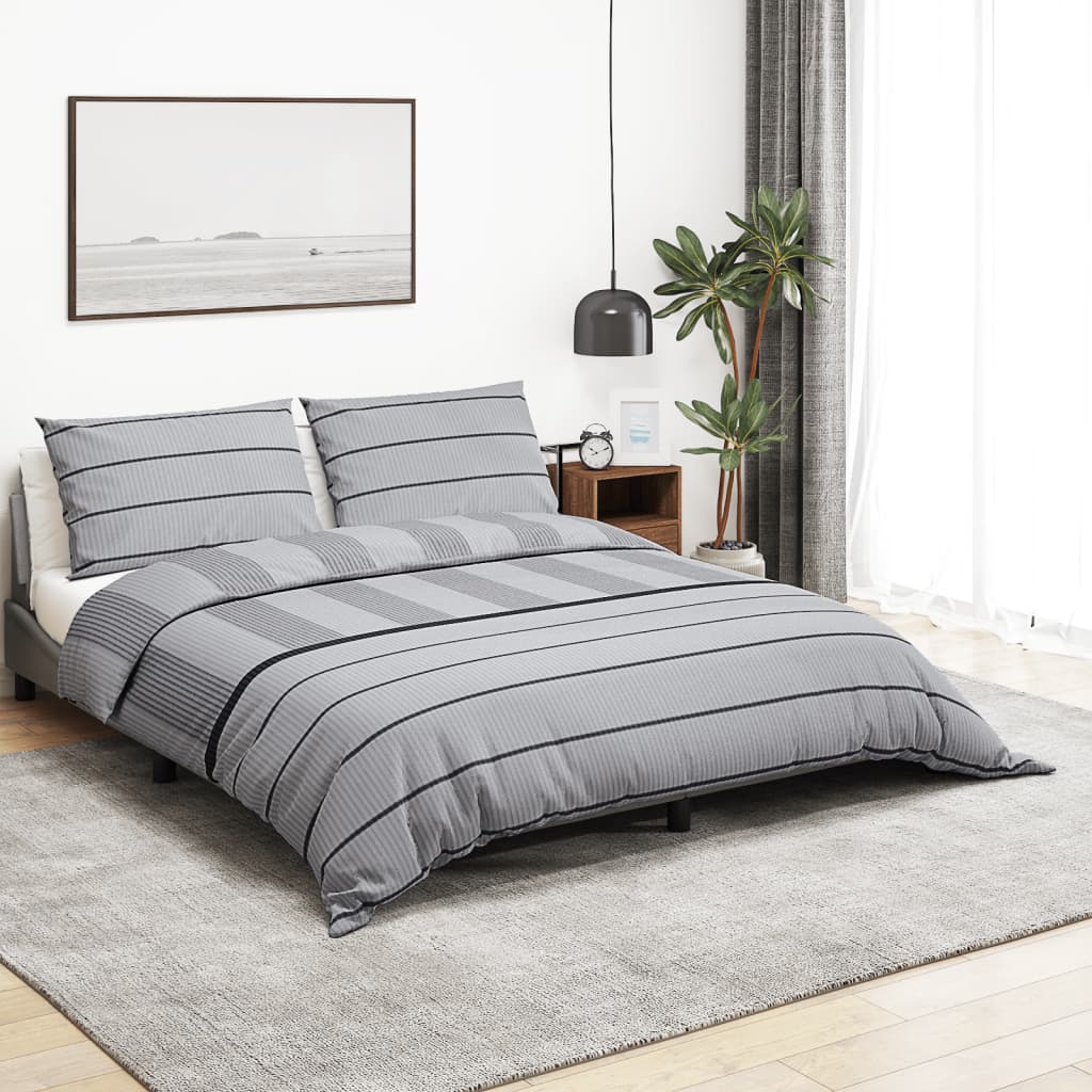 vidaXL Duvet Cover Set Grey 220×240 cm Cotton