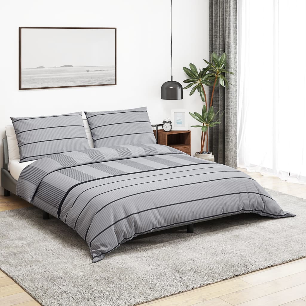 vidaXL Duvet Cover Set Grey 200×200 cm Cotton