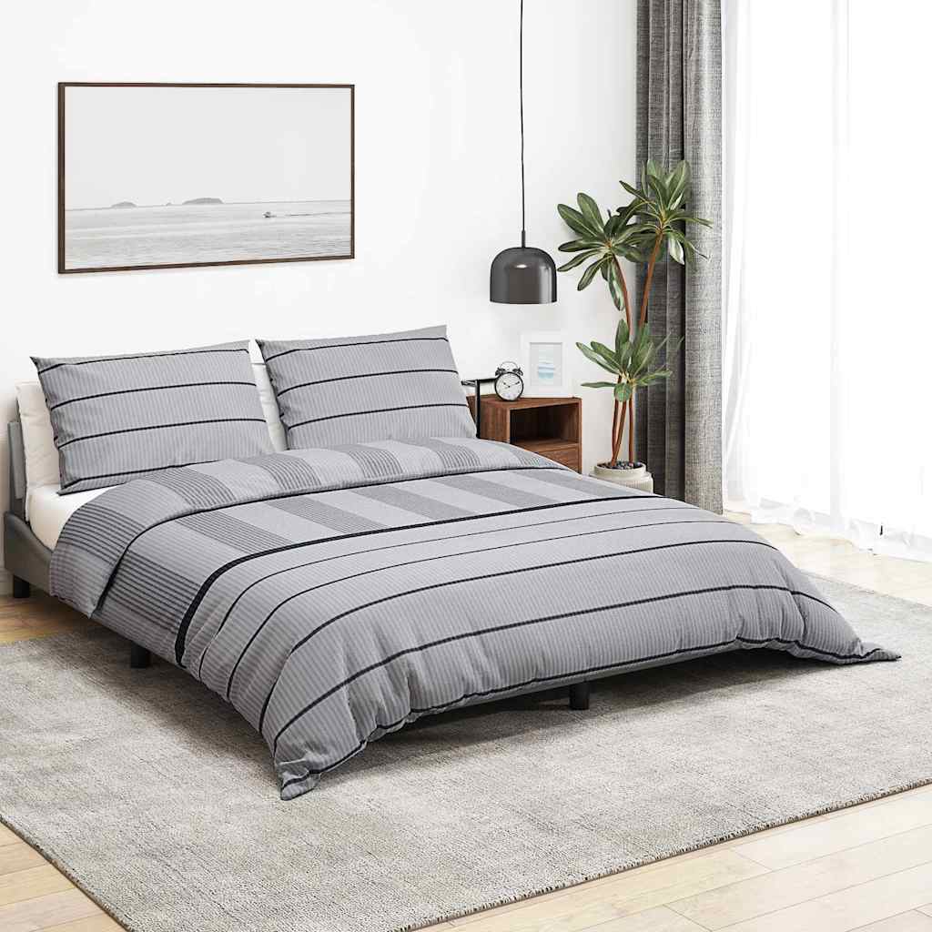 vidaXL Set cu husă de pilotă, gri, 200x220 cm, bumbac