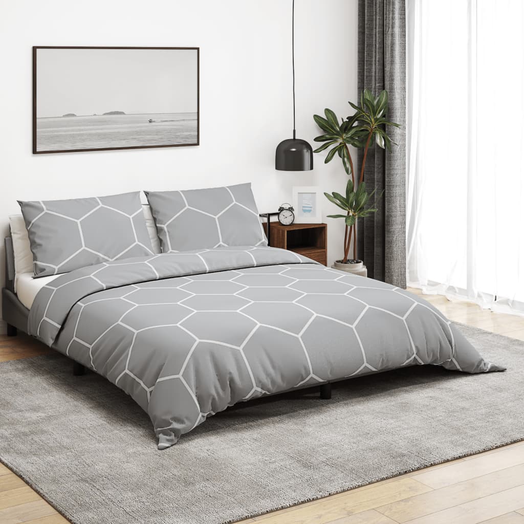 vidaXL Duvet Cover Set Grey 200×200 cm Cotton