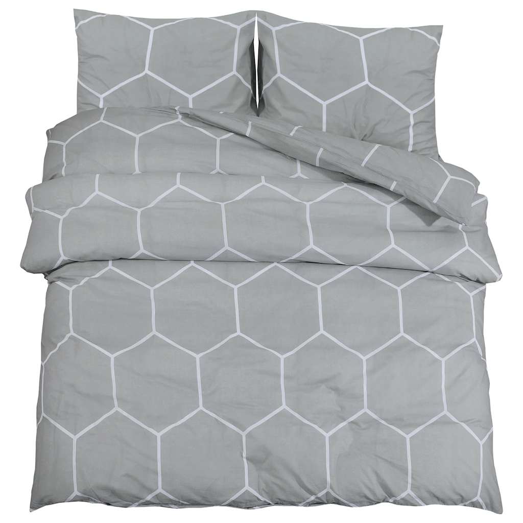 vidaXL Sada povlečení na peřinu šedá a bílá 260x220 cm bavlna