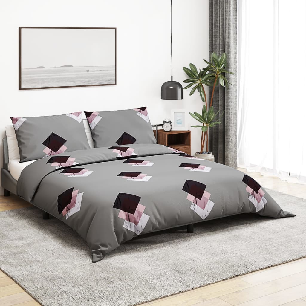vidaXL sengetøj 240x220 cm bomuld grå