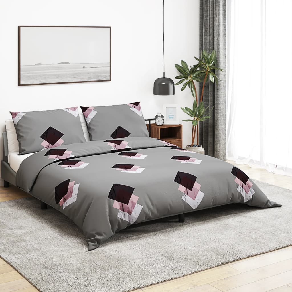 9: vidaXL sengetøj 135x200 cm bomuld grå