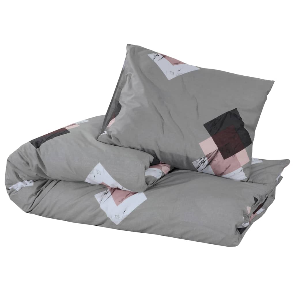 vidaXL Dekbedovertrekset 155x220 cm katoen grijs afbeelding