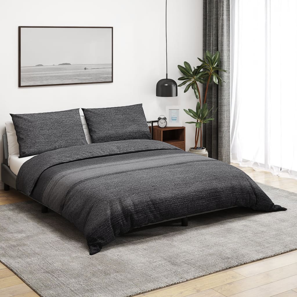 vidaXL Duvet Cover Set Dark Grey 140×200 cm Cotton