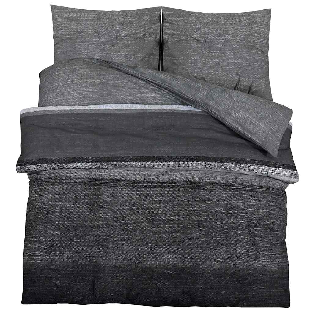 vidaXL Sada povlečení na peřinu tmavě šedá a černá 260x220 cm bavlna