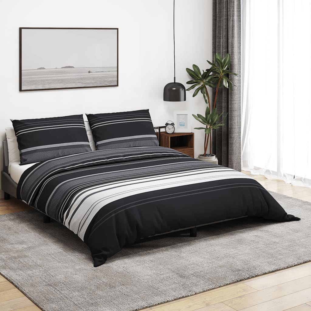 vidaXL sengetøj 260x240 cm bomuld sort og hvid