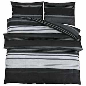 vidaXL 2 tk 200 x 220 cm + 80 x 80 cm 100% Cotton Black Stripes
