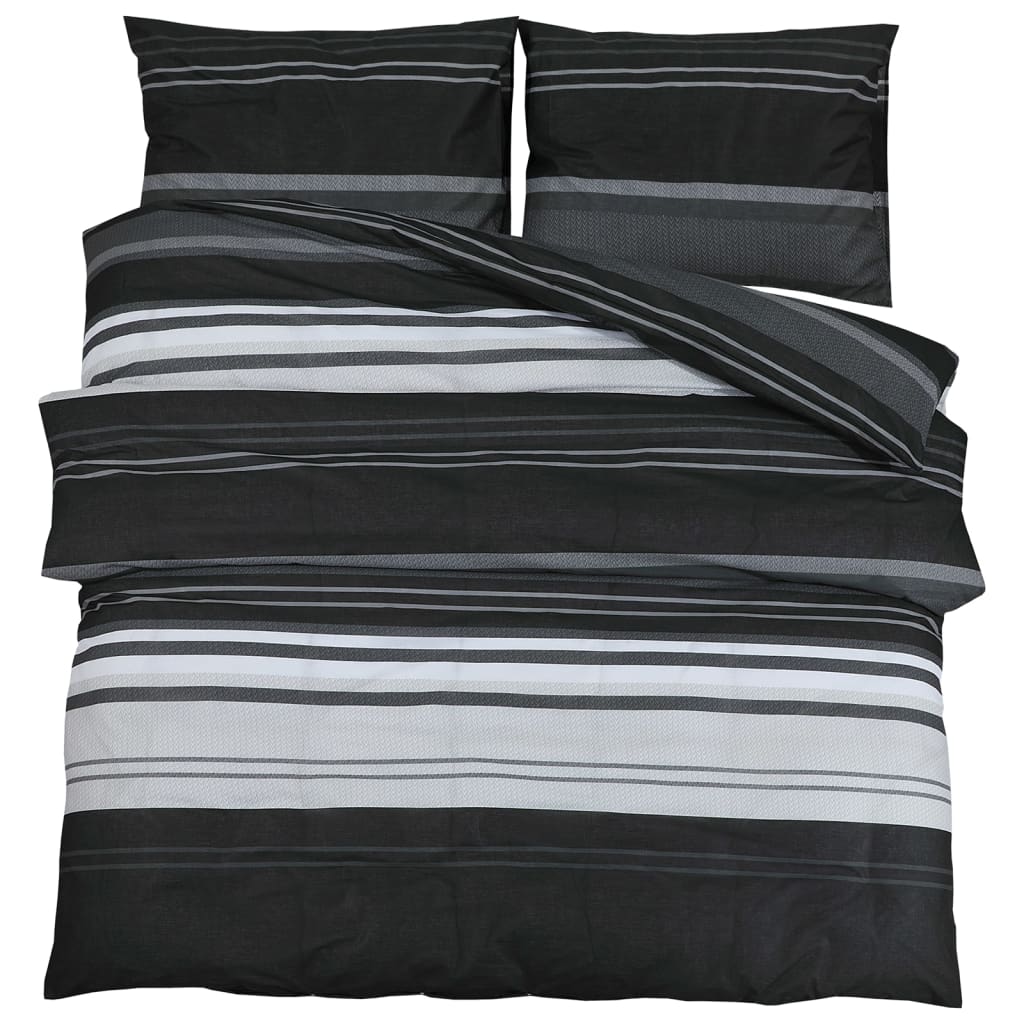 Thumbnail - vidaXL Bettwäsche-Set Schwarz und Weiß 225x220 cm Baumwolle