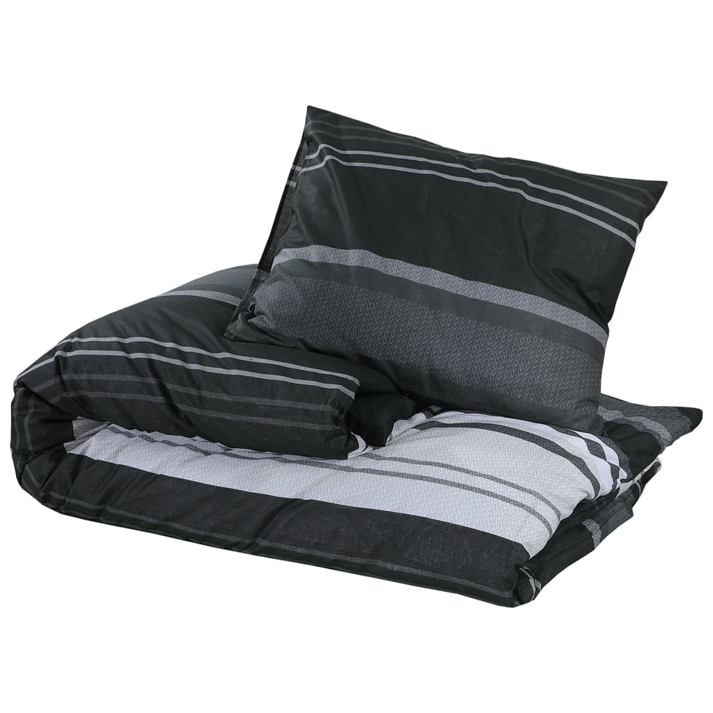 vidaXL fekete és fehér ágyneműhuzat-garnitúra 225x220 cm pamut