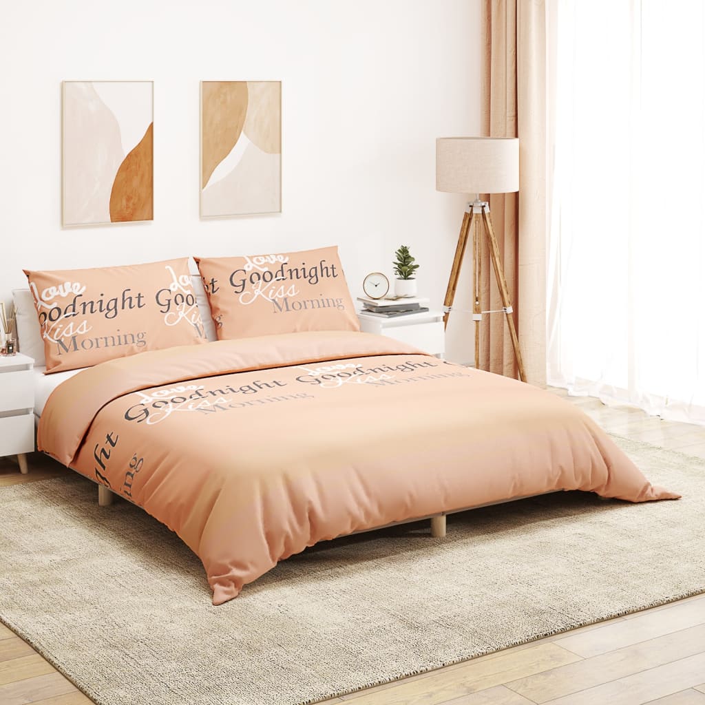 vidaXL sengetøj 240x220 cm bomuld lyserød