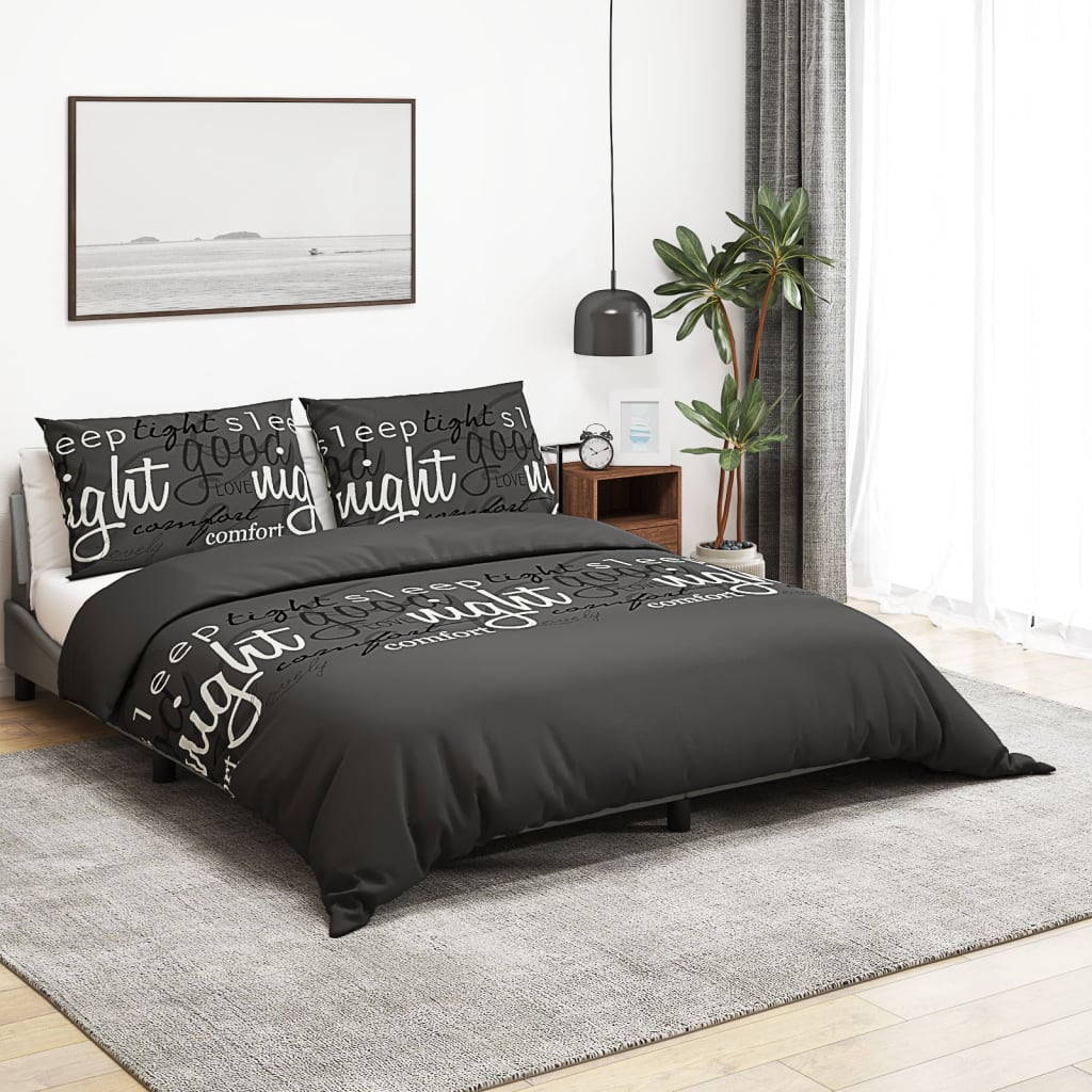 vidaXL Duvet Cover Set Black 260×220 cm Cotton