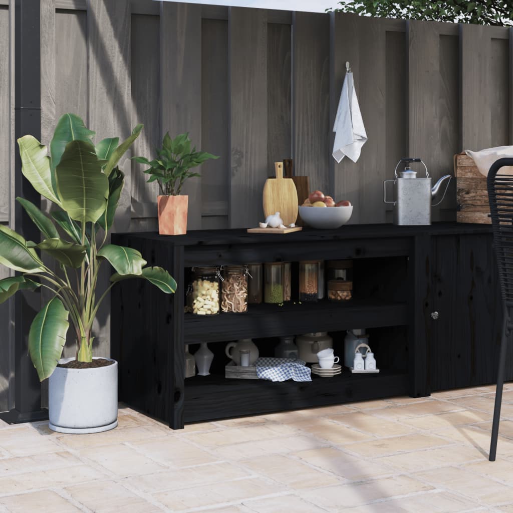 Outdoor-Küchenschrank Schwarz 106x55x64 cm Massivholz Kiefer kaufen