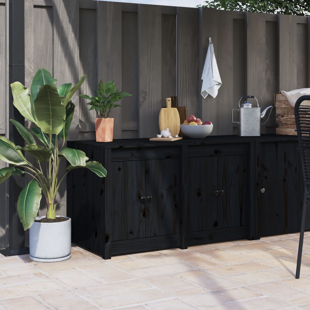 Outdoor-Küchenschrank Schwarz 106x55x64 cm Massivholz Kiefer kaufen