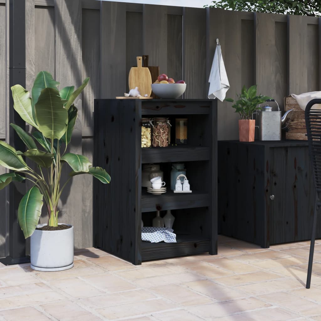 Outdoor-Küchenschrank Schwarz 55x55x92 cm Massivholz Kiefer kaufen