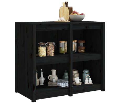 vidaXL Outdoor Kitchen Cabinet Black 106x55x92 cm Solid Wood Pine ...