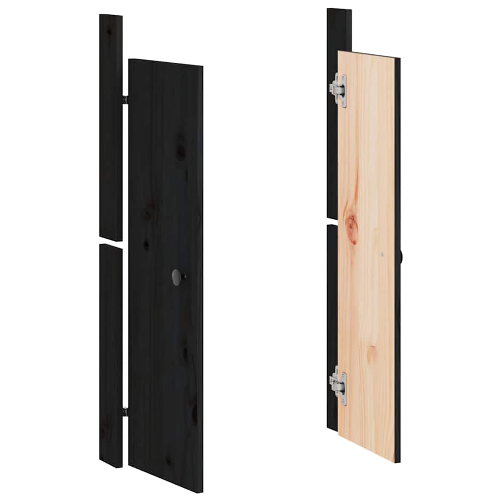 vidaXL fekete tömör fenyőfa kültéri konyhaszekrény ajtó 50 x 9 x 82 cm