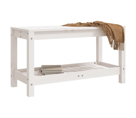 vidaXL Gartenbank Wei&szlig; 82,5x35x45 cm Massivholz Kiefer