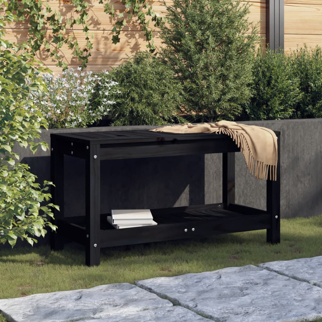 vidaXL Bancă de grădină, negru, 82,5x35x45 cm, lemn masiv de pin