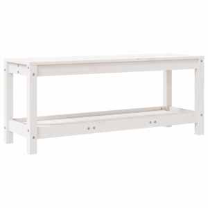 Zahradní lavice bílá 108 x 35 x 45 cm masivní borové dřevo - obrázek 2