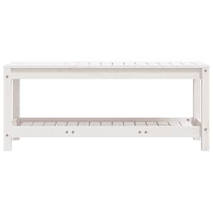 Zahradní lavice bílá 108 x 35 x 45 cm masivní borové dřevo - obrázek 4