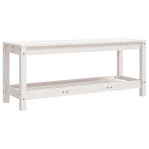 Zahradní lavice bílá 108 x 35 x 45 cm masivní borové dřevo - obrázek 5