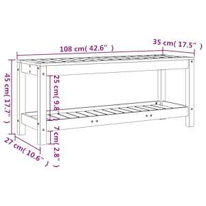 Zahradní lavice bílá 108 x 35 x 45 cm masivní borové dřevo - obrázek 9